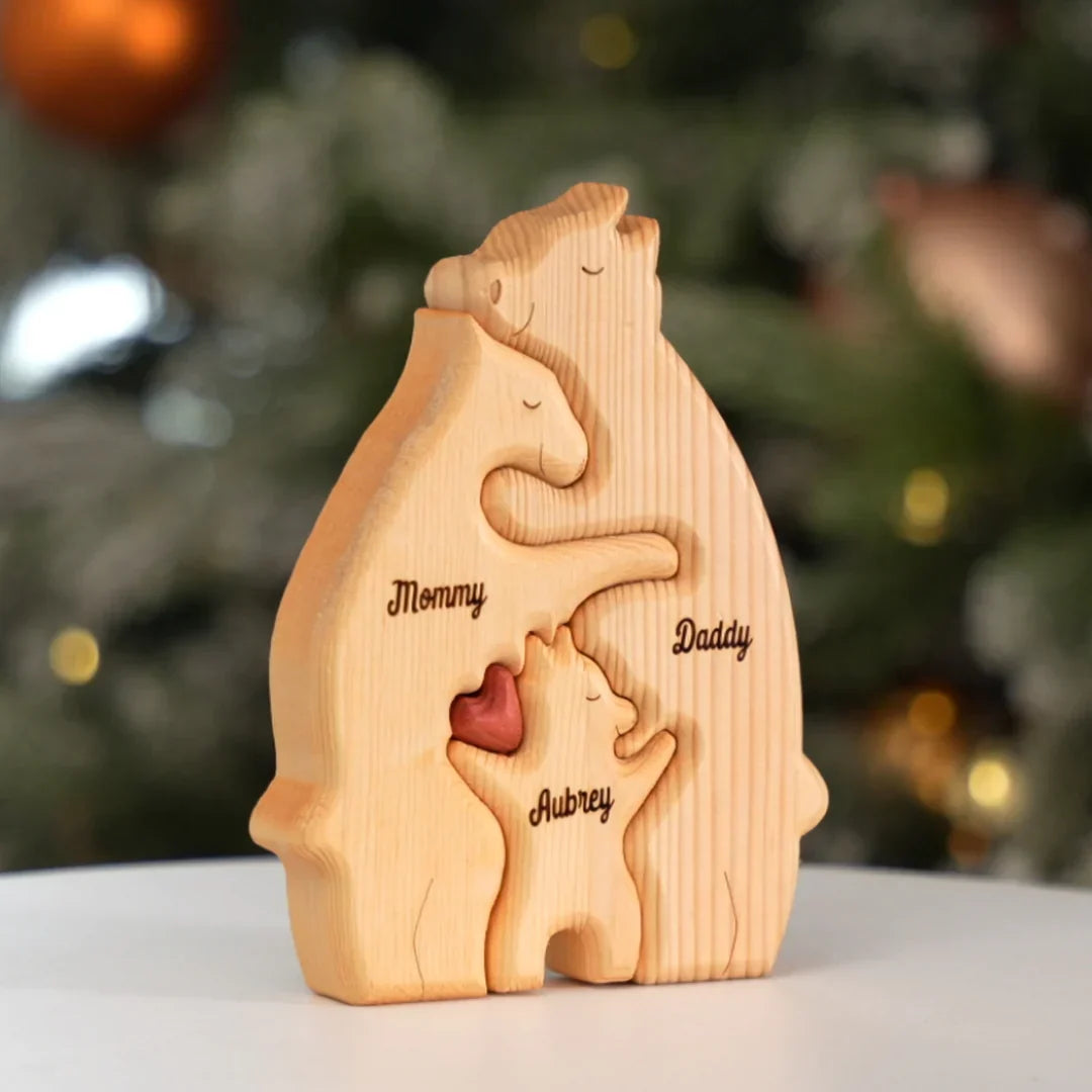 Personalized family wooden bear puzzle 