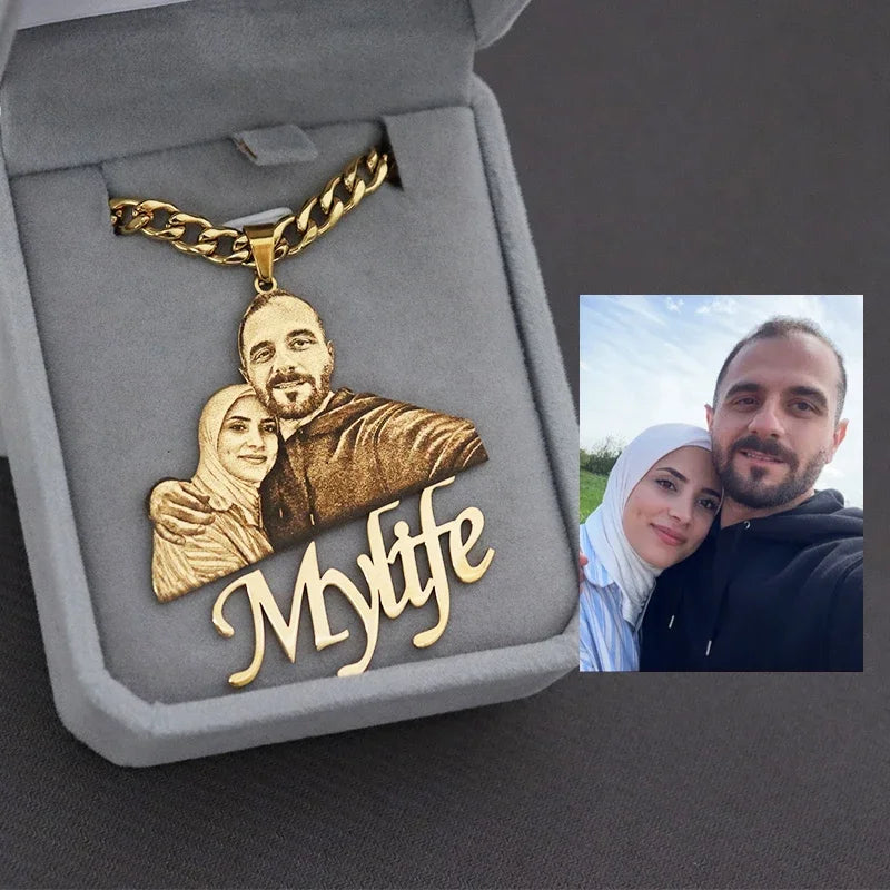 Collier Personnalisé Avec Photo Et Portrait Gravé